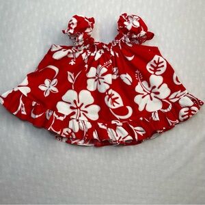 RJC Hawaiian Red and White Girl Floral Blouse